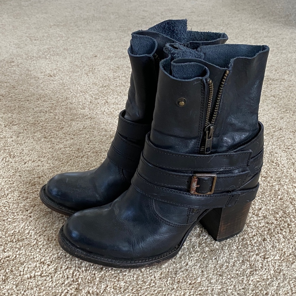 Freebird by Steven Black Leather Heeled Boots